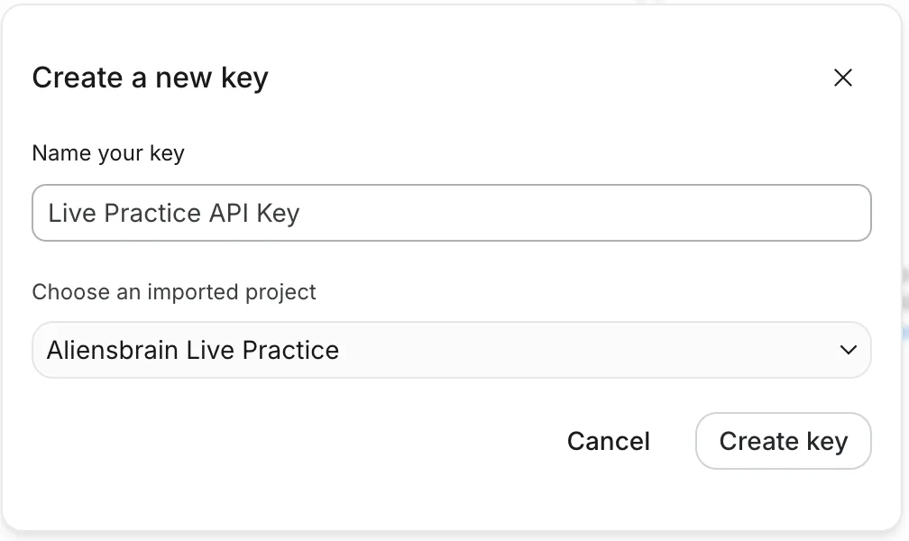 Step 3: Create the key on that project with billing off (the default).